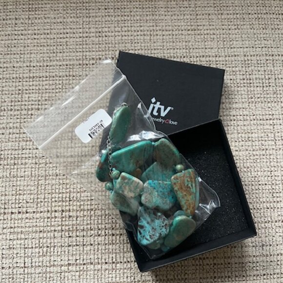 Mixed Green Turquoise Sterling Silver Beaded Necklace - new in box with tag - Picture 4 of 4